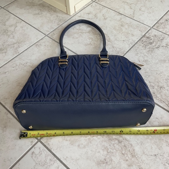 Pierre Cardin Quilted Navy Vegan Leather Tote Bag - Picture 11 of 17